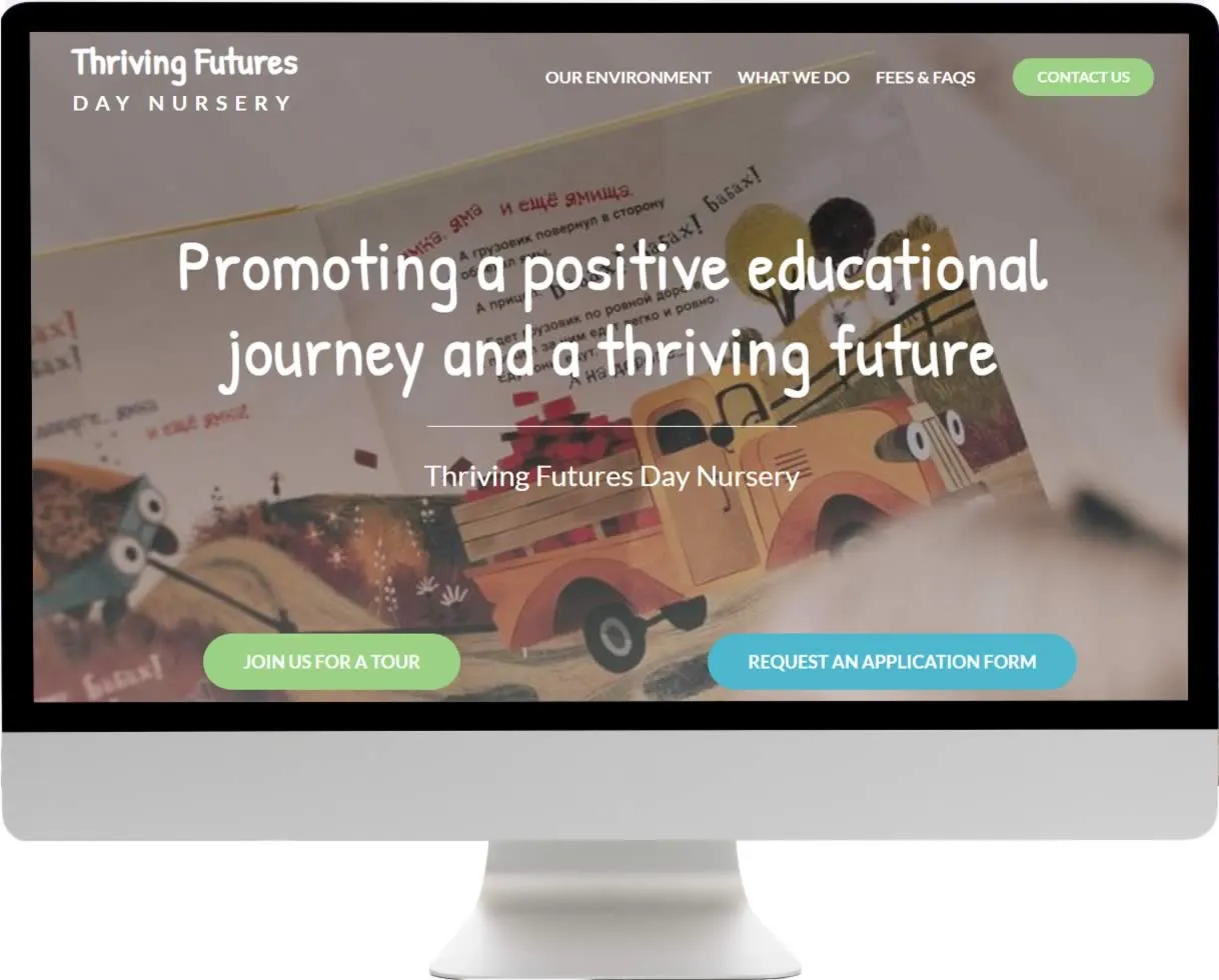 Thriving futures day nursery web design by harris digital